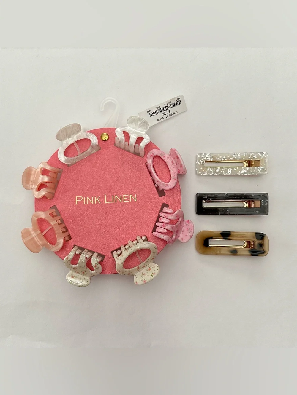Pink Linen Small Hair Claws and Clips Bundle Pinks
